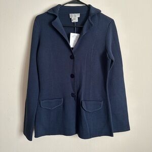 Talbots navy blue blend blazer with front pockets